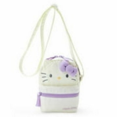 Paaaawaters Women's Small Plush Cute Crossbody Bag with Adjustable Strap, White with Purple Accents