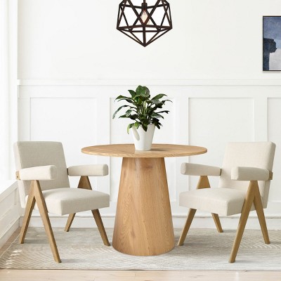 Morgan Set of 2 Solid Wood Dining Chair,18.5" Wide Upholstered Seat and Back,Linen Dining Chairs with Upside Down "V" Shape-Maison Boucle