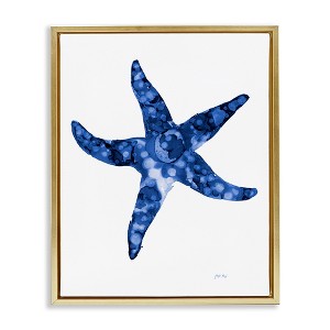 Stupell Industries Casual Starfish Beach Ocean Sea Life Painting Floating Frame Canvas Art, Gold, 17" x 21" - 1 of 4
