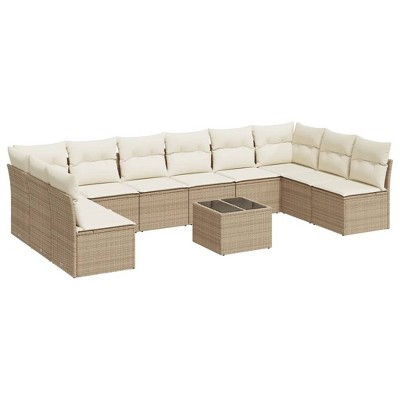 vidaXL Garden Sofa Set Beige, Cream White