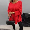 Women Oversized Sweaters Casual Crewneck  Loose Fit Solid Batwing Long Sleeve Knitted Pullover Tops - 2 of 3