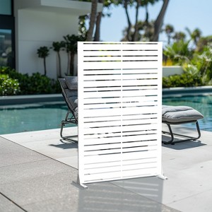 MAYEERTY 72 inch Tall Room Divider Ractangle Galvanized Fraame Privacy Screen with Metal Garden Fence Patio Outdoor White - 1 of 4