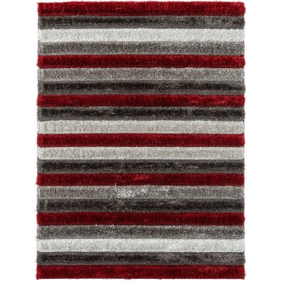 Lantanas Geometric Abstract Area Rug, Red 8x10