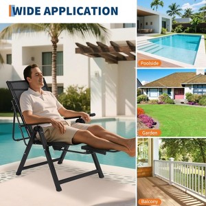 Outdoor Lounge Chairs Set Outdoor Patio Folding Chair with Retractable Footrest Portable Dining with Armrests Adjustable Recliner for Garden, Camping - 1 of 4
