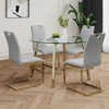 5-Piece Dining Set with Glass Circle Table and 4 PU Armless Chairs - 2 of 4