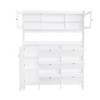 NicBex Coat Rack with Large Storage Cabinet and Flip Shoe Cabinet Hall Tree with Top Glass Cabinet Door and 4 Hooks for Hallway - 3 of 4