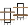 Attop Floating Shelves for Wall Set of 2, Wood Wall Shelf with 6 Hooks, 2 Tier Hanging Decorative Storage Shelves - 2 of 4