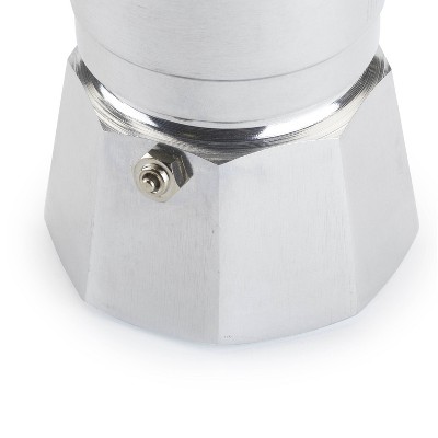 Bialetti 3 Cup Moka Stovetop Espresso Maker - Silver: Aluminum, Manual, Hand Wash, Glossy, Ground Coffee, Mesh Filter