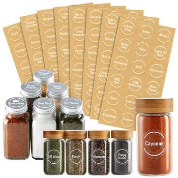 Talented Kitchen 144 Spice Labels Stickers + Pantry Labels, Clear Spice Jar Labels Preprinted for Spice Jar Lids, Water Resistant, Round 1.5 in