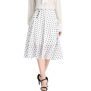 INSPIRE CHIC Women's Elastic Waist Zipper Polka Dots Casual Midi Skirts - 1 of 4