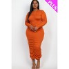 Slickblue Plus Size Long Sleeve Midi Dress with Side Ruching, Stretch Jersey Fabric, 5 Color Options, Size 1XL-3XL - 2 of 4