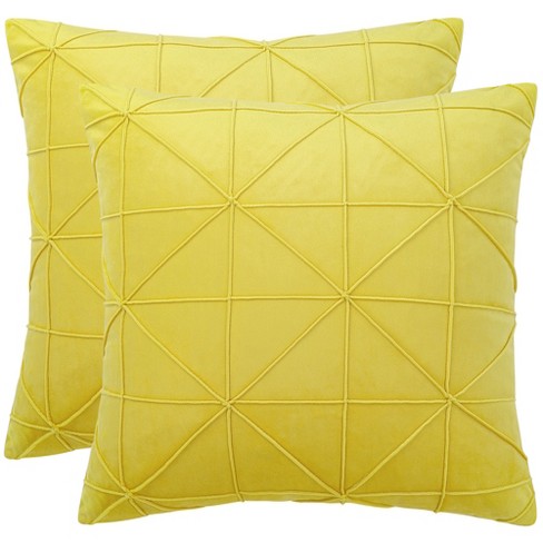 4 Velvet 18x18 in Square Throw Pillow Covers with Gold Geometric Print