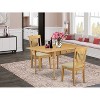 HomeStock 3-Pc Natural Brown Oak Finish Solid Wood Top with Dropleaf Dining Table Set - 2 of 4