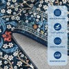 2x6 FT Modern Washable Area Rug, Floral Throw Carpet with Non Slip Backing, Low Pile Stain Resistant Floor Cover for Living Room, Beige - 3 of 4