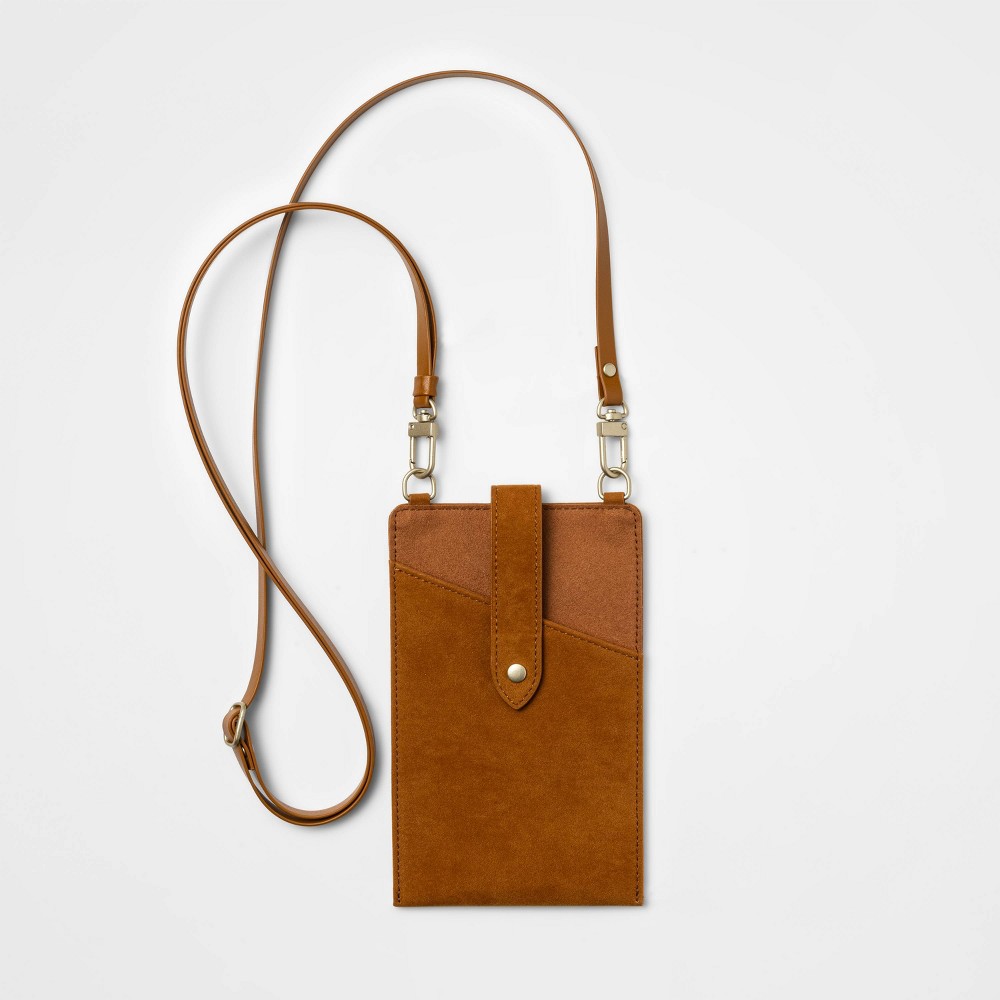 heyday Crossbody Phone Sleeve Pouch - Tan Faux Suede