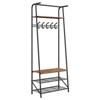 Single row Coat Rack Shoe Bench Organizer with 5/10 Hooks, 4 in 1 Entry Hallway Coat Rack with Storage Function, Metal Frame Hallway Organizer, Wood - 2 of 4