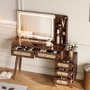 Vintage Rattan Vanity Desk with Lighted Mirror & Adjustable LED, 47" Wood Makeup Table for Bedroom-3irtyhousy - 3 of 4