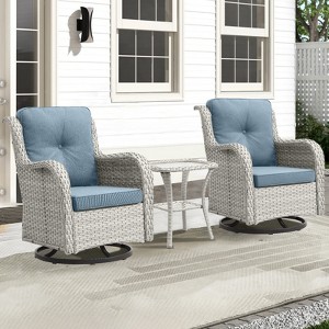 Gymojoy Outdoor Swivel Chairs with Side Table Glider Chairs Set of 3 - 1 of 4