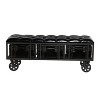 Industrial Wood and Faux Leather Storage Bench On Wheels Black - Olivia & May: Rectangle, Polyurethane Upholstery, Spot Clean - 3 of 4