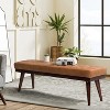 Olga 55.5" Wide Mid-century modern genuine leather Bedroom Bench |ARTFUL LIVING DESIGN - 2 of 4