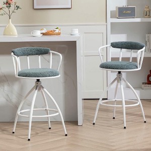 Resenkos Counter Bar Stools, Counter Stool,Swivel Counter Height Bar Stool, Set of 2 with Metal Frame, Modern Design Bar Chairs,Blue - 1 of 4
