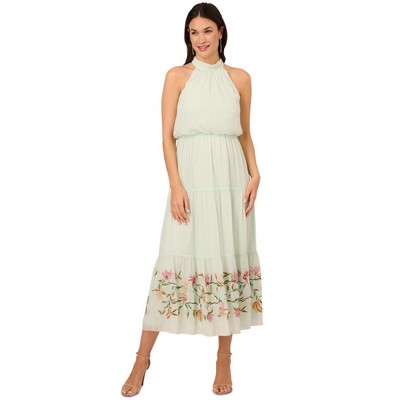 Adrianna Papell Womens Chiffon Floral Maxi Dress