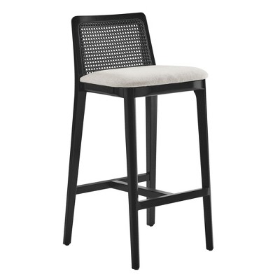 Modway Monarch Wood Bar Stool with Cane Rattan Back & Padded Seat