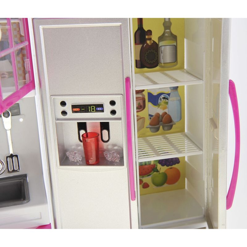 Insten Mini Modern  Kitchen Playset for Dolls with Refrigerator, Stove, Sink, Pink, 15 x 12.5 in, 4 of 7