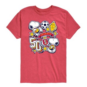 Boys' - Peanuts - Snoopy Soccer Stickers Short Sleeve Graphic T-Shirt - 1 of 4