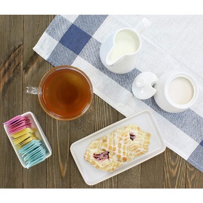 Classic White Ceramic Sugar and Creamer Set with Lid, 4-Piece