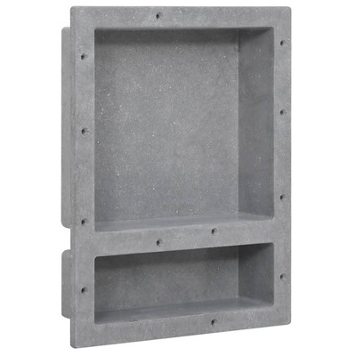 VidaXL Shower Niche with 2 Compartments Matt Gray 16.1"x20.1"x3.9"