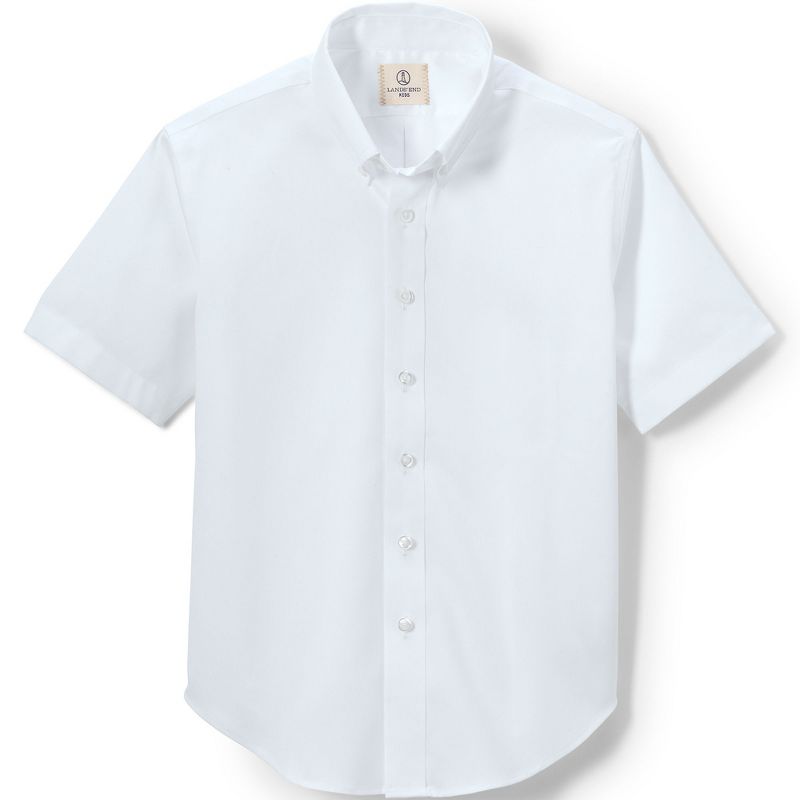 Lands' End School Uniform Kids Short Sleeve No Iron Pinpoint Dress Shirt, 1 of 6