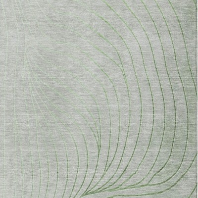 HomeRoots 9' X 12' Artichoke Green And Silver Abstract Washable Indoor Outdoor Area Rug