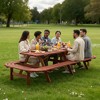 JUJABU 8FT Outdoor Wooden Picnic Table with Benches and Umbrella Hole for 14-16 People, Brown - 2 of 4