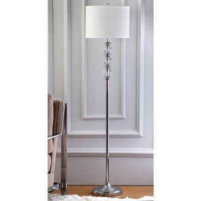 Riga 60" Chrome and Clear Crystal Floor Lamp with White Shade