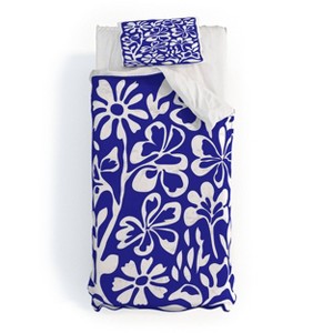 Deny Designs DorisciciArt Indigo Boho Floral Duvet Cover and Pillow Sham Set Blue - 1 of 4