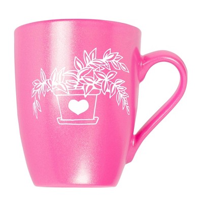 Elanze Designs Botanical Foliage Nature Coffee Cup Mug 10 Ounce Ceramic With Shimmery Metallic Finish Elegant Minimalist Inch Plant in Heart Planter
