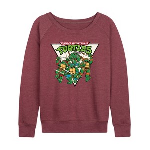 Women's - Teenage Mutant Ninja Turtles - Triangle Lightweight French Terry Wide Neck Long Sleeve Shirt - 1 of 4