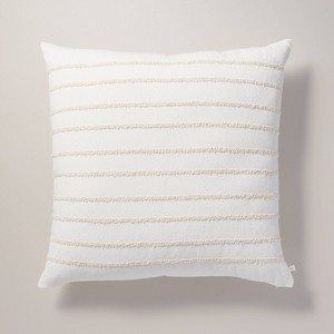 26"x26" Tufted Rib Stripe Euro Bed Pillow Cream/Natural: Cotton, Indoor, Removable Cover - Hearth & Hand™ with Magnolia - 1 of 4