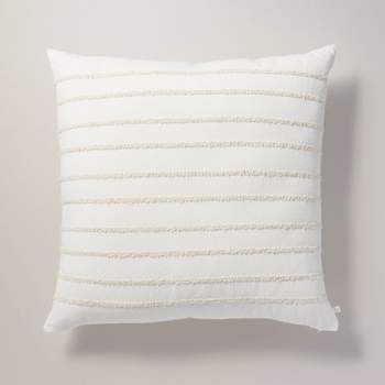 26"x26" Tufted Rib Stripe Euro Bed Pillow Cream/Natural - Hearth & Hand™ with Magnolia