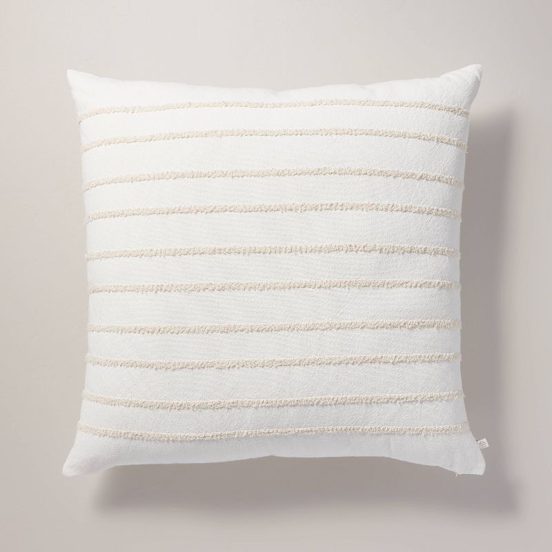 26&#34;x26&#34; Tufted Rib Stripe Euro Bed Pillow Cream/Natural - Hearth &#38; Hand&#8482; with Magnolia, 1 of 6