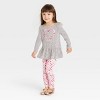 Toddler Girls' Floral Heart Cozy Top & Floral Leggings Set - Cat & Jack™ Gray - image 3 of 3