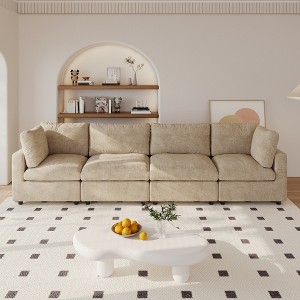 Modern Sectional Sofa 134 Inch 4-Seater Cloud Couch with Chenille Deep Seat Couches for Living Room, Bedroom and Apartment - 1 of 4