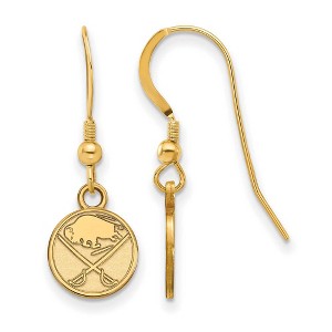 Black Bow Jewelry 14k Yellow Gold Plated Sterling Silver Buffalo Sabres NHL Dangle Earrings - 1 of 3
