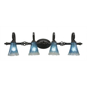 Toltec Lighting Elegante 4 - Light Vanity in  Dark Granite with 5.5" Fluted Teal Crystal  Shade - 1 of 1