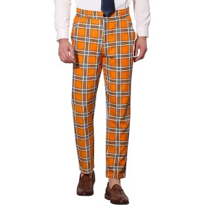 Lars Amadeus Men's Plaid Flat Front Business Dress Suit Pants - 1 of 4
