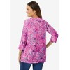 Woman Within Plus Size Perfect Printed Three-Quarter Sleeve V-Neck Tee - 3 of 4