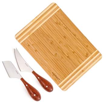 BergHOFF Bamboo 3Pc Striped Cutting Board  and Aaron Probyn Cheese Knives Set