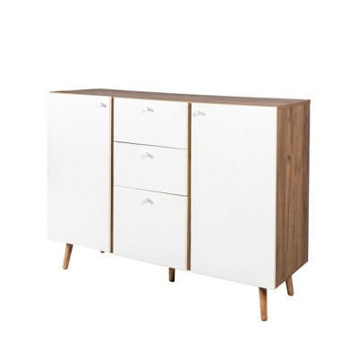 NicBex Modern Elegant Sideboard Cabinet Large Buffet Storage Cabinet with 3 Drawers & Adjustable Shelves for Kitchen,Living Room,White