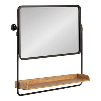 26" x 26" Rheeves Decorative Wall Mirror with Shelf Rustic Brown/Black - Kate & Laurel All Things Decor